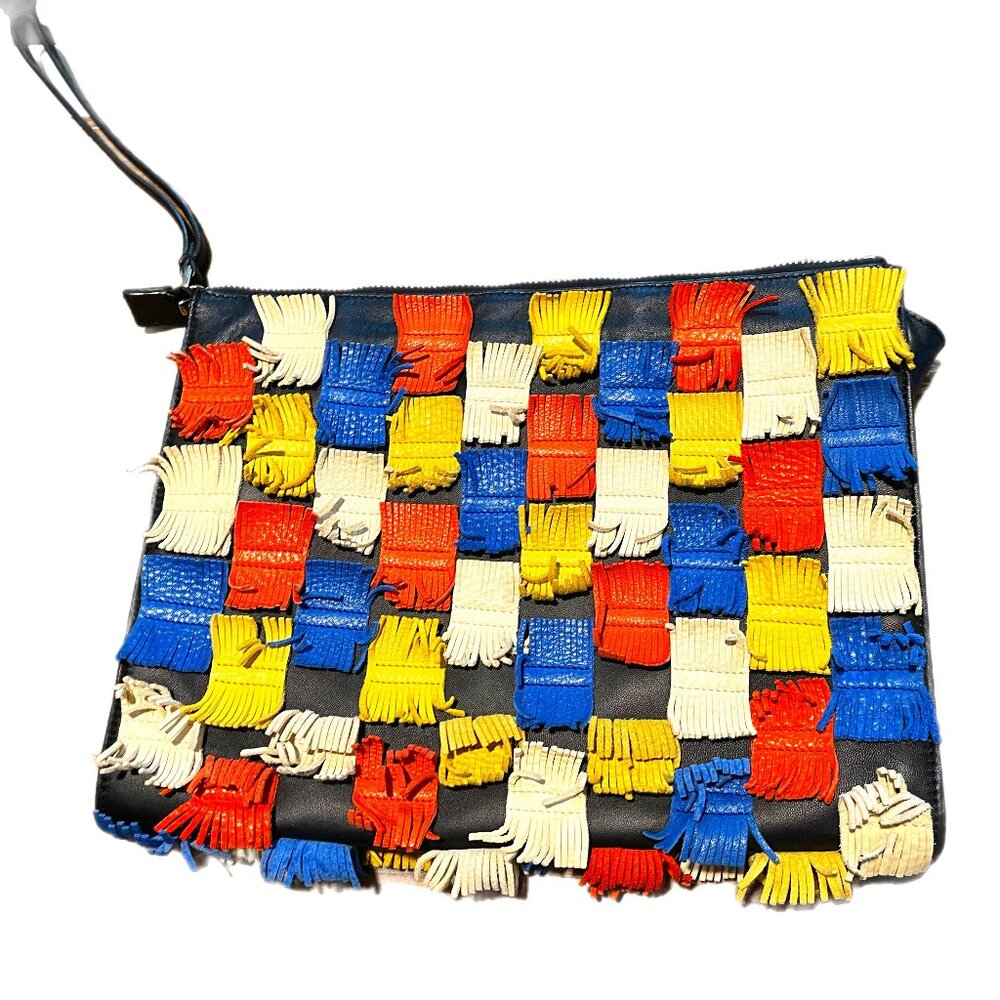 Marni fringe primary color clutch